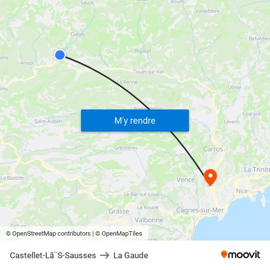 Castellet-Lã¨S-Sausses to La Gaude map