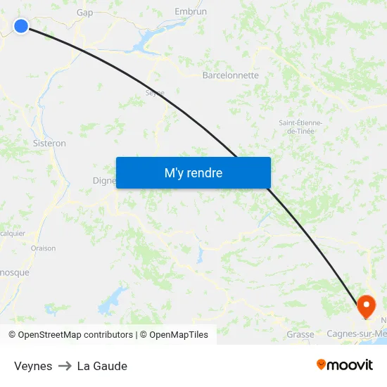 Veynes to La Gaude map