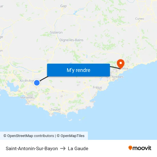 Saint-Antonin-Sur-Bayon to La Gaude map