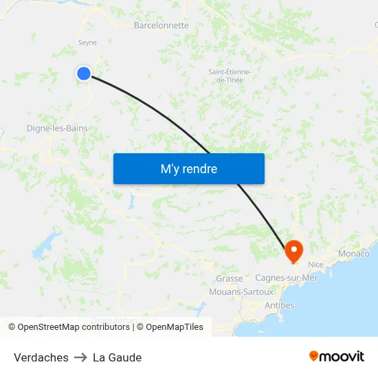 Verdaches to La Gaude map