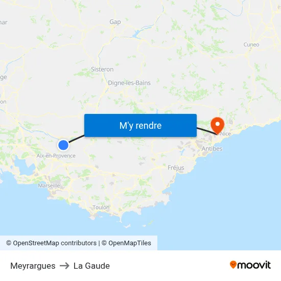 Meyrargues to La Gaude map