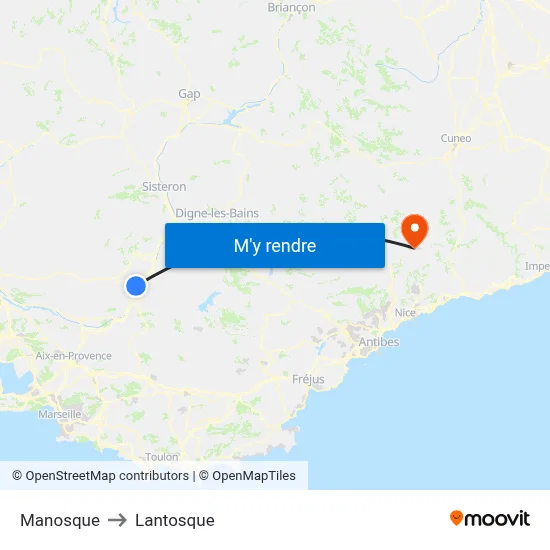 Manosque to Lantosque map
