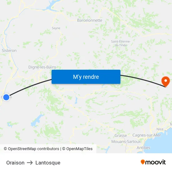 Oraison to Lantosque map