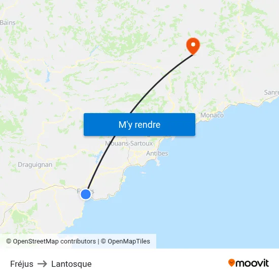 Fréjus to Lantosque map