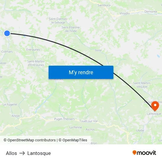 Allos to Lantosque map