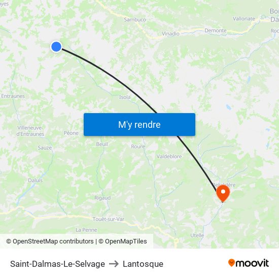 Saint-Dalmas-Le-Selvage to Lantosque map