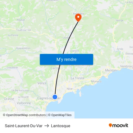 Saint-Laurent-Du-Var to Lantosque map