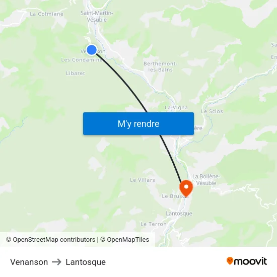 Venanson to Lantosque map