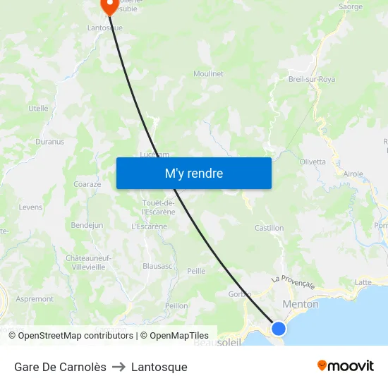 Gare De Carnolès to Lantosque map