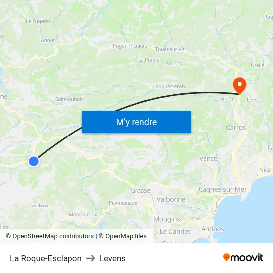 La Roque-Esclapon to Levens map