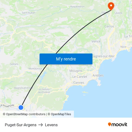 Puget-Sur-Argens to Levens map