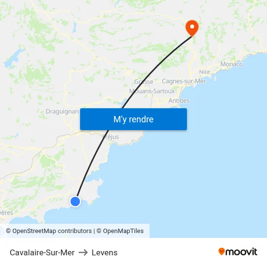 Cavalaire-Sur-Mer to Levens map