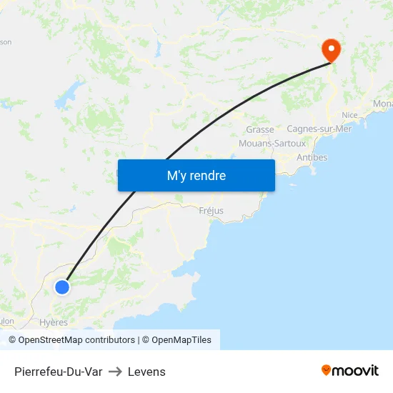 Pierrefeu-Du-Var to Levens map