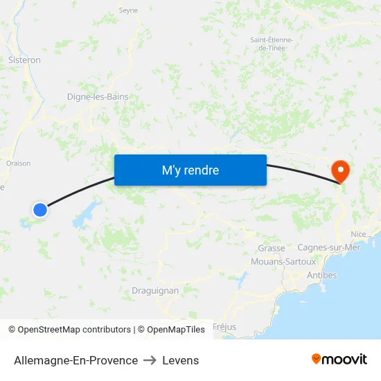 Allemagne-En-Provence to Levens map