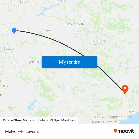 Melve to Levens map