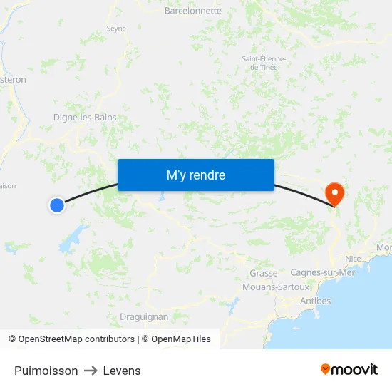 Puimoisson to Levens map