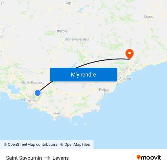 Saint-Savournin to Levens map