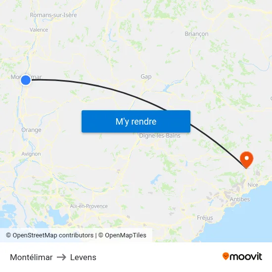 Montélimar to Levens map