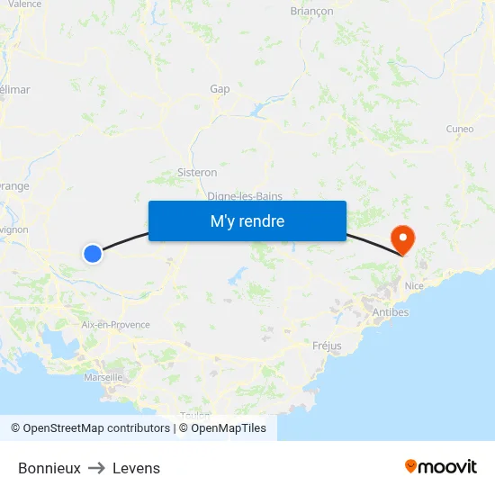 Bonnieux to Levens map