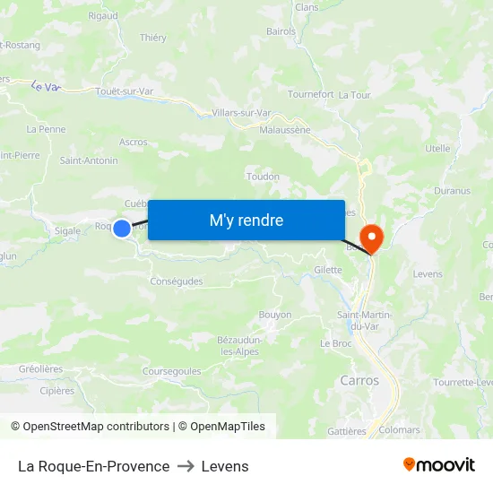 La Roque-En-Provence to Levens map