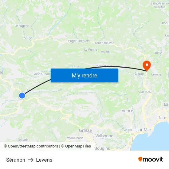 Séranon to Levens map