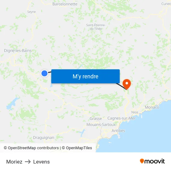 Moriez to Levens map