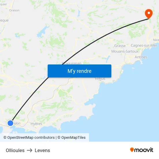 Ollioules to Levens map