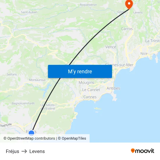 Fréjus to Levens map