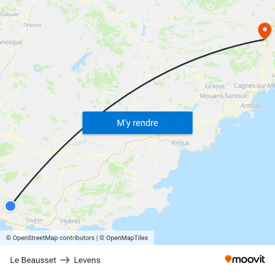 Le Beausset to Levens map
