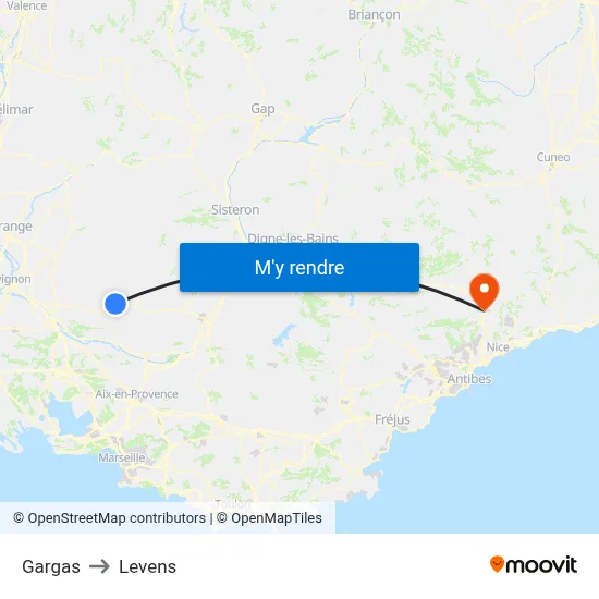 Gargas to Levens map