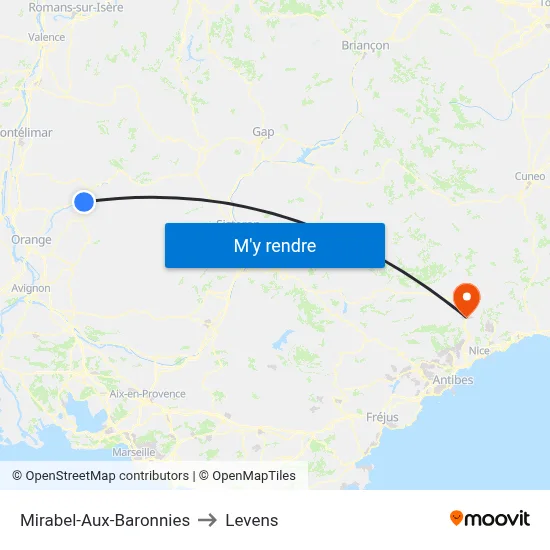 Mirabel-Aux-Baronnies to Levens map
