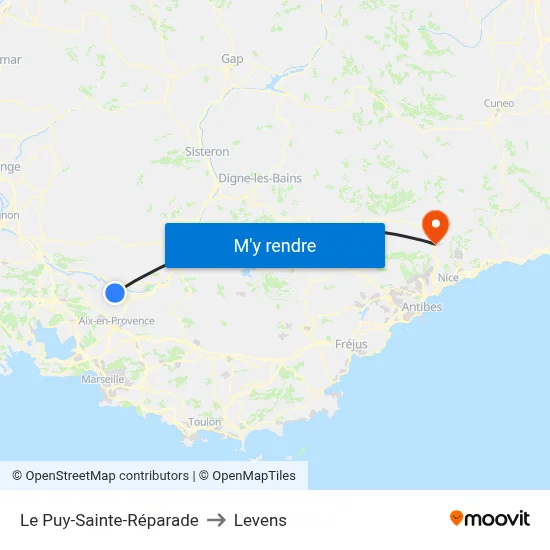 Le Puy-Sainte-Réparade to Levens map