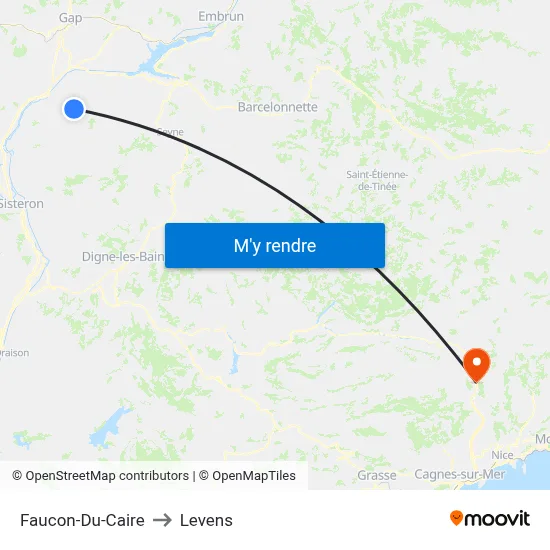 Faucon-Du-Caire to Levens map
