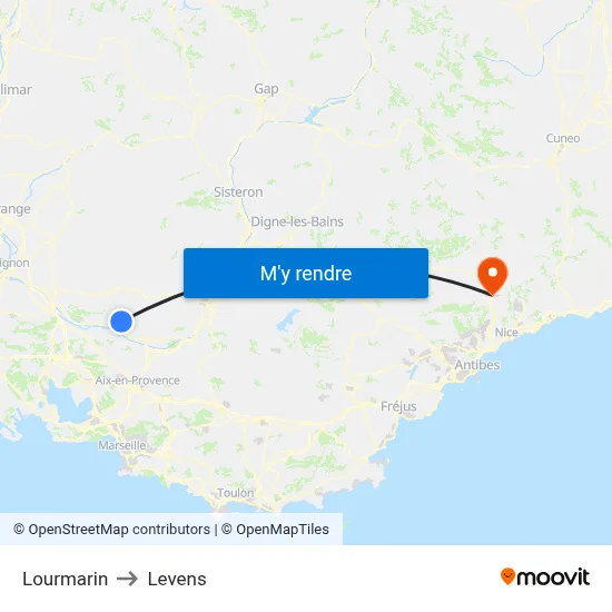 Lourmarin to Levens map