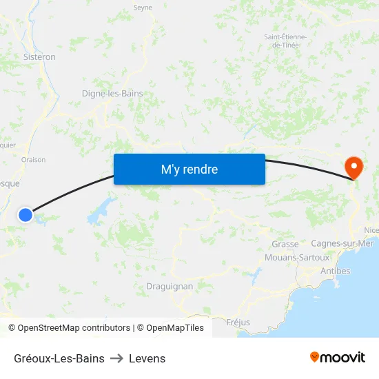 Gréoux-Les-Bains to Levens map