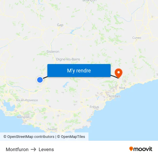 Montfuron to Levens map