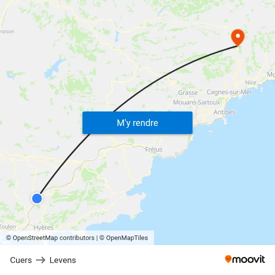 Cuers to Levens map