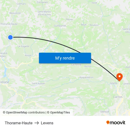 Thorame-Haute to Levens map