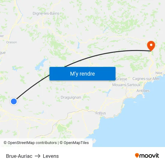 Brue-Auriac to Levens map