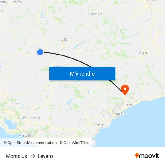 Montclus to Levens map