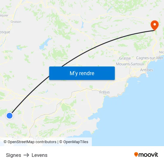 Signes to Levens map
