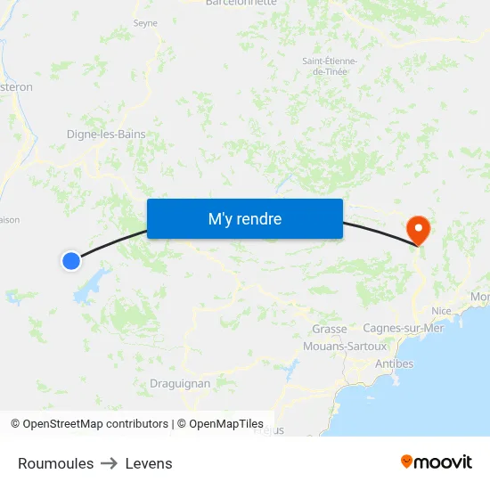 Roumoules to Levens map