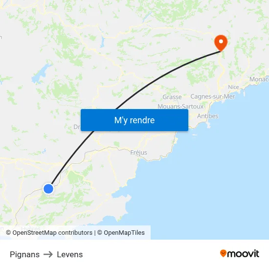 Pignans to Levens map