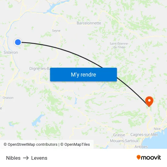 Nibles to Levens map