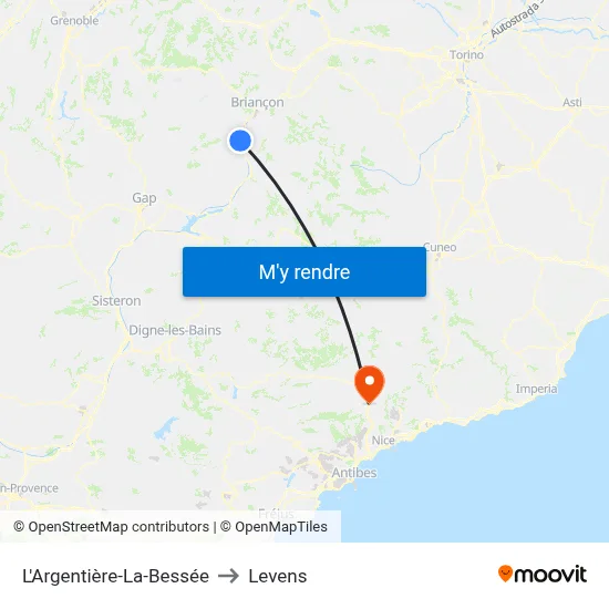 L'Argentière-La-Bessée to Levens map