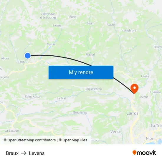 Braux to Levens map
