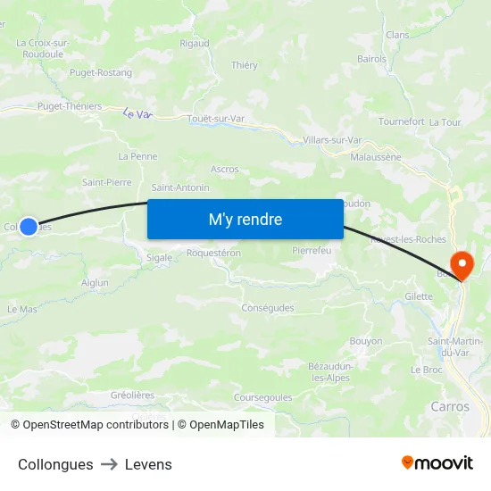 Collongues to Levens map