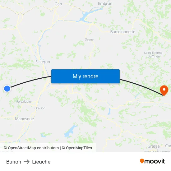 Banon to Lieuche map