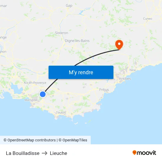 La Bouilladisse to Lieuche map