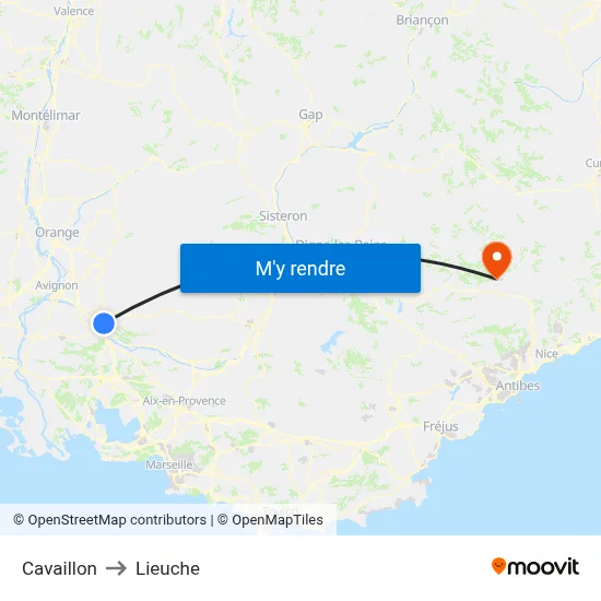 Cavaillon to Lieuche map